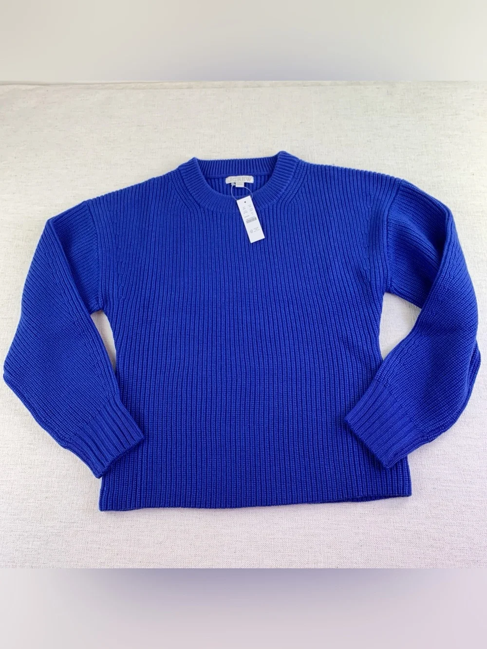 J crew women's S Fitted-waist crewneck sweater in ribbed merino wool long sleeve